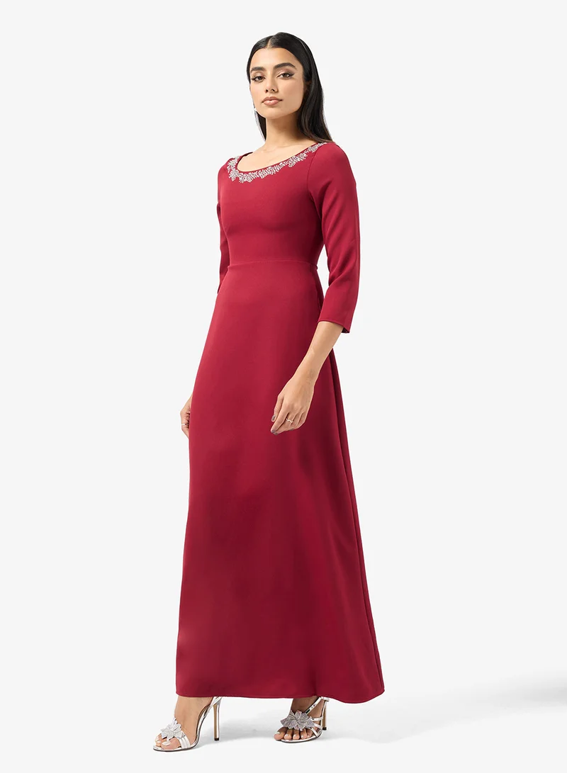 Khizana  Embellished Neck A-line Dress for Women | Best Price UAE